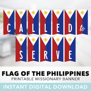 Estandarte de la bandera de Filipinas llamados a servir: Estandarte misionero, SUD, Despedida de la misión, Manila, Cebú, Ciudad Quezón, Imprimible, Descarga instantánea