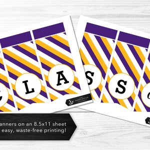 Class of 2023 Banner Striped, Purple & Gold, Yellow, Graduation Banner, High School, College, Grad Night, Printable, Instant Download image 4