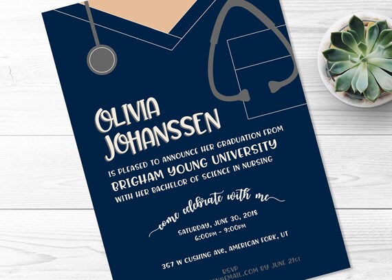 Senior Graduation Invitation Nursing School Graduation Etsy