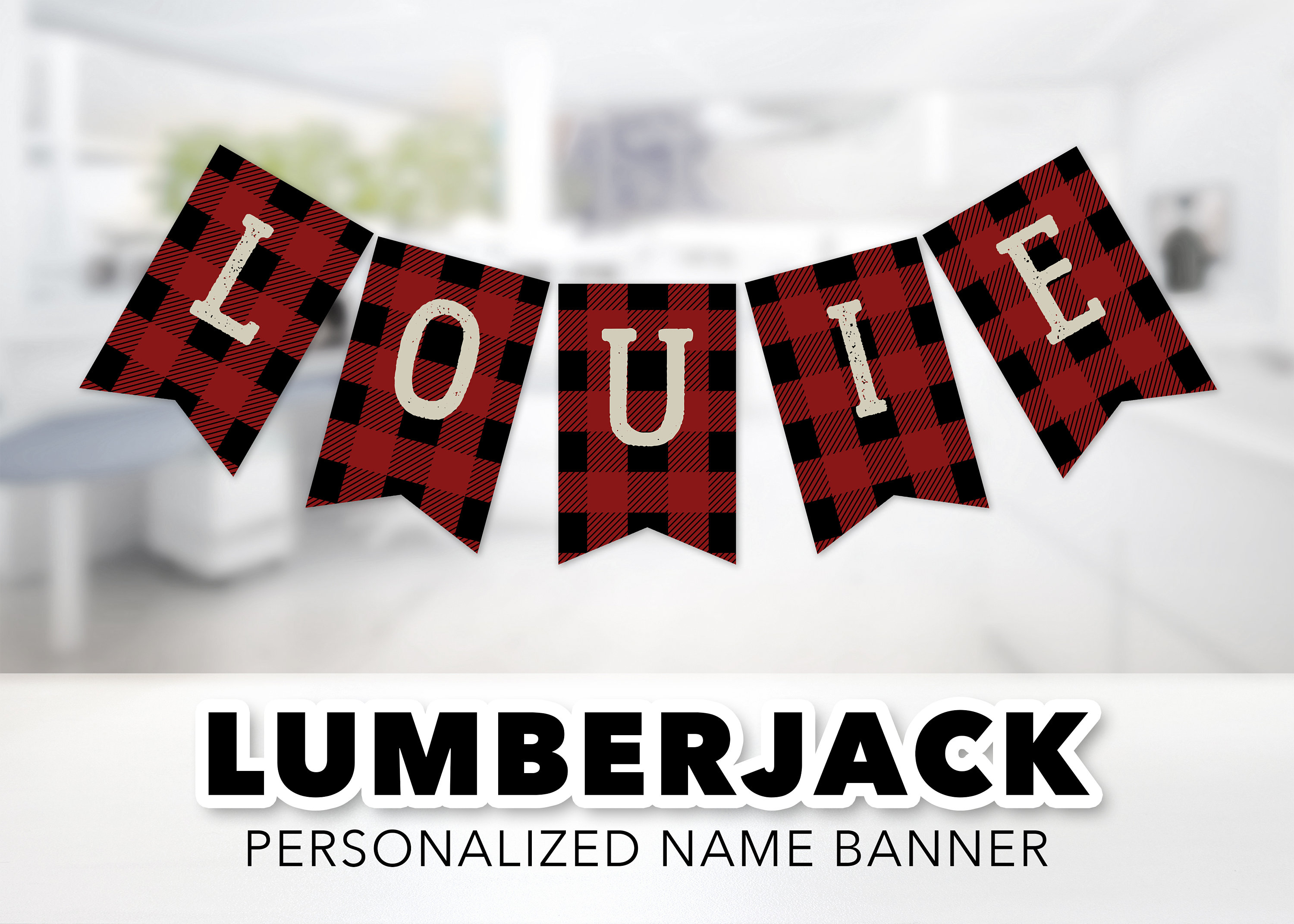 Lumberjack Name Banner Personalized Banner Birthday Etsy