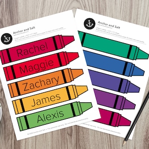 Classroom Name Labels -- Crayons, Student Names, Book Label, Name Label, Desk Name Plaque, Cubby Label, Rainbow, Organization, Personalized