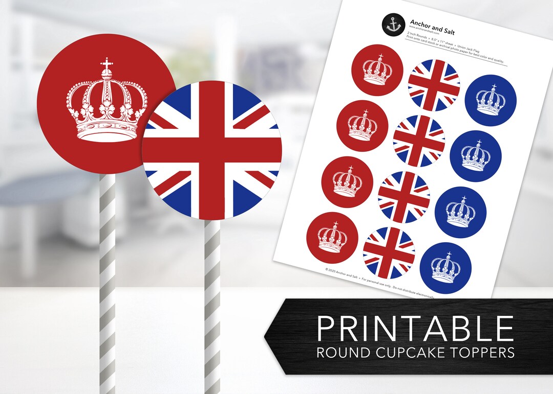 Union Jack Cupcake Toppers Royal British, Union Flag, UK, British Flag
