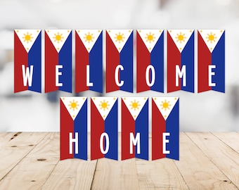 Welcome Home Philippines Flag Banner -- Missionary Banner, LDS, Mission Homecoming, Manila, Cebu, Quezon City, Printable, Instant Download