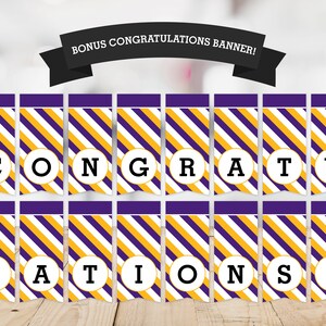 Class of 2023 Banner Striped, Purple & Gold, Yellow, Graduation Banner, High School, College, Grad Night, Printable, Instant Download image 3