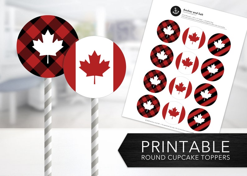 Canadian Flag Cupcake Toppers Canada Maple Leaf Canada Etsy