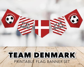 Denmark World Cup Banner Set -- World Cup, Vi Er Røde, Vi Er Hvide, Danish, World Cup Party, Soccer, Football, Printable, Instant Download