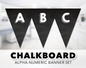 Chalkboard Banner Set -- Black & White, Dark Gray, Birthday Party, Baby Shower, Engagement Party, Monochrome, Printable, Instant Download