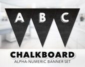 Chalkboard Banner Set -- Black & White, Dark Gray, Birthday Party, Baby Shower, Engagement Party, Monochrome, Printable, Instant Download