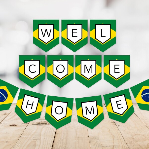 Welcome Home Brazilian Flag Banner -- Brazil Flag, Flag of Brazil, Brasil, Homecoming Party, LDS Missionary, Printable, Instant Download