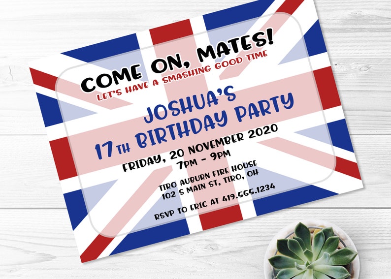 British Birthday Party Invitation London Birthday Party Etsy