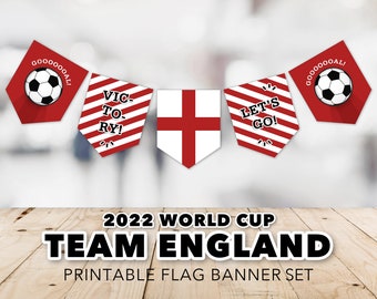 England World Cup Banner Set -- 2022 World Cup, Three Lions, Euro, World Cup Party Banner, Soccer, Football, Printable, Instant Download