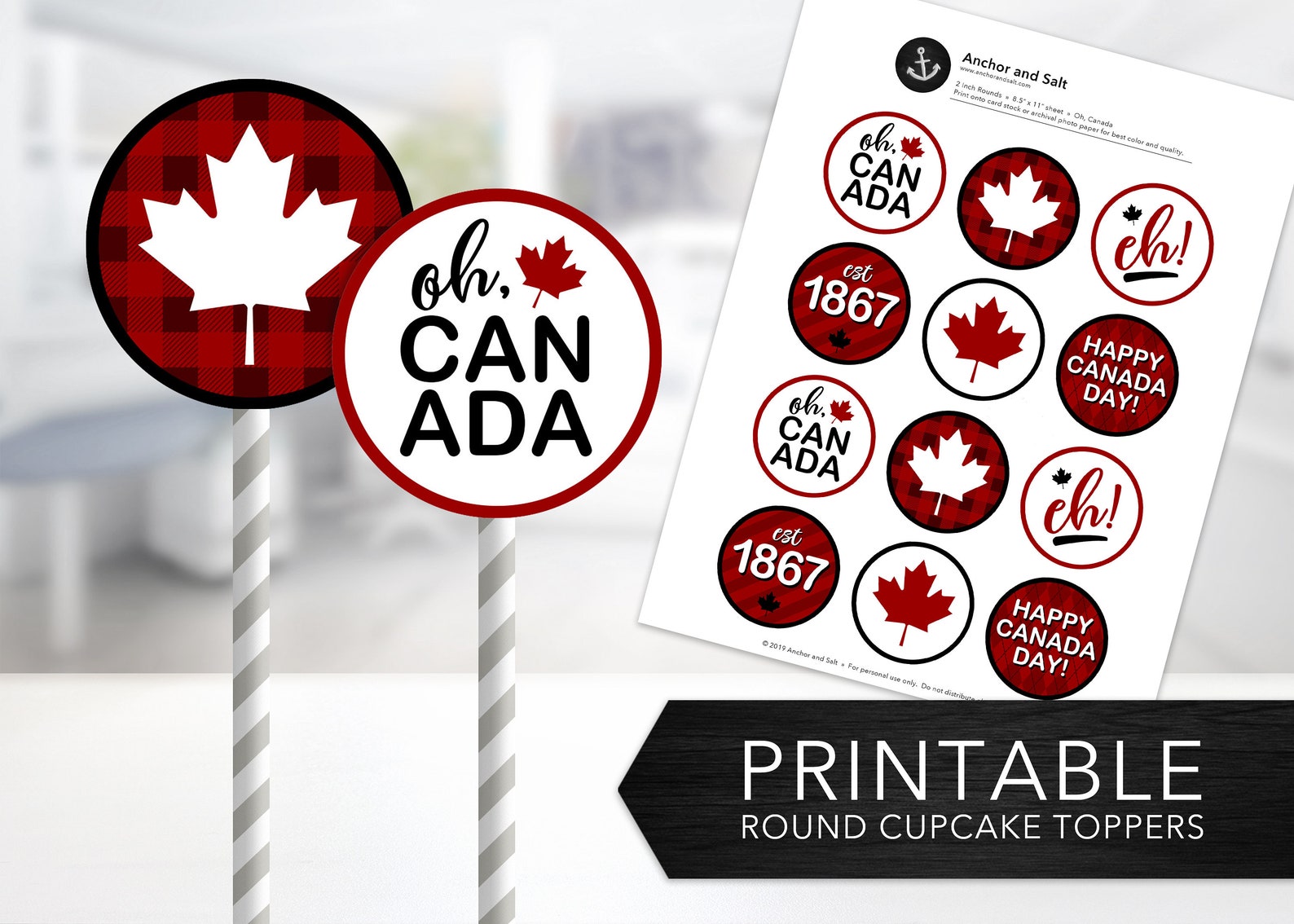 Oh Canada Cupcake Toppers Happy Canada Day Maple Leaf Etsy
