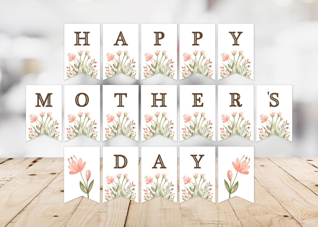 Mother's Day Banner Floral, Flower Banner, Happy Mother's Day, Pink ...