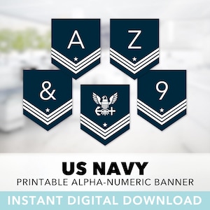 US Navy Banner Set — USN Banner, Military Homecoming, Enlistment, Deploy, Retirement, Navy Seal, Alpha-Numeric, Printable, Instant Download