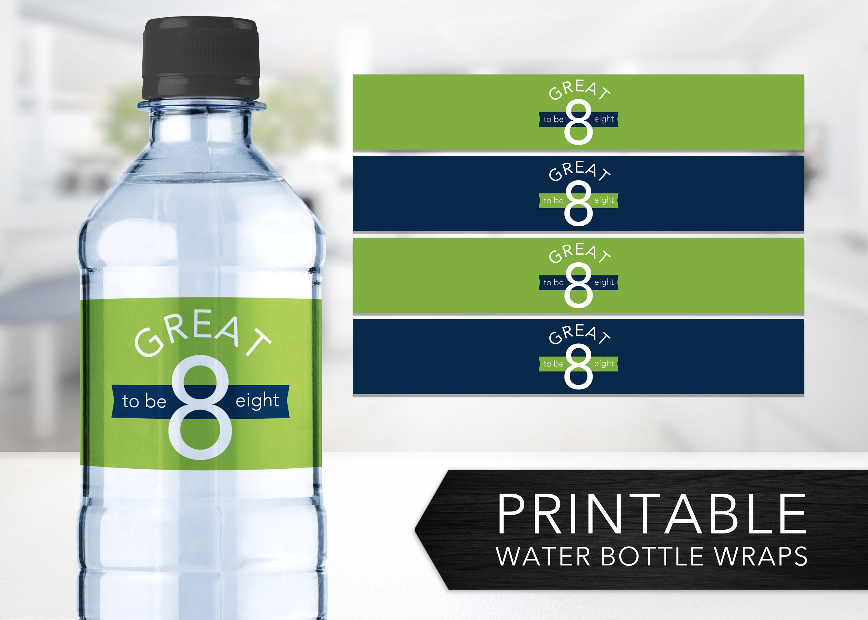 Great To Be Eight Water Bottle Wraps Navy Blue Green LDS Etsy