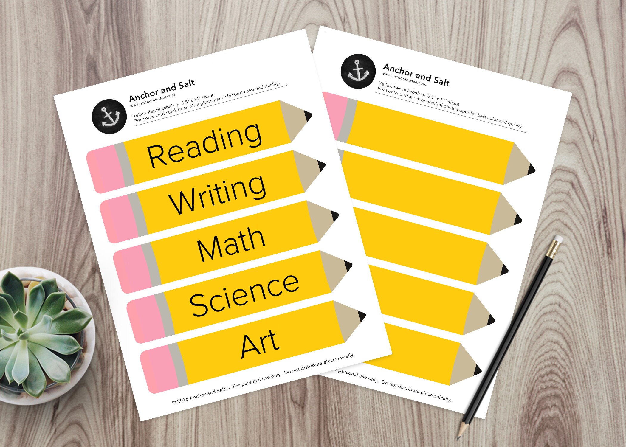 Classroom Labels -- Yellow Pencils, Editable Labels, Blank Labels, Book Labels, Name Labels, Organization, Printable, Instant Download