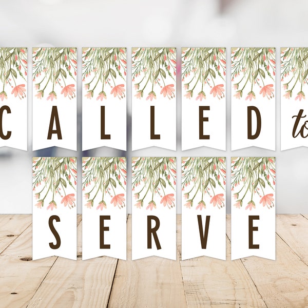 Called To Serve Banner -- Floral, Missionary Banner, LDS Missionary, Pink, Sister Missionary, Mission Farewell, Printable, Instant Download