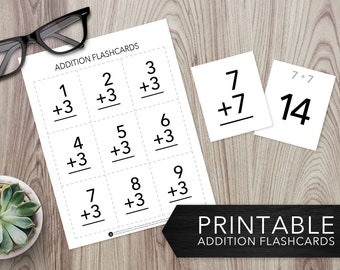 Addition Flashcards -- Math Practice, Math Facts 0-9, Addition Facts, Homework Help, Homeschool, Education, Printable, Instant Download