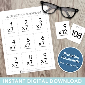 Multiplication Flashcards — Math Practice, Math Facts 0-12, Times Tables, Homework Help, Homeschool, Education, Printable, Instant Download