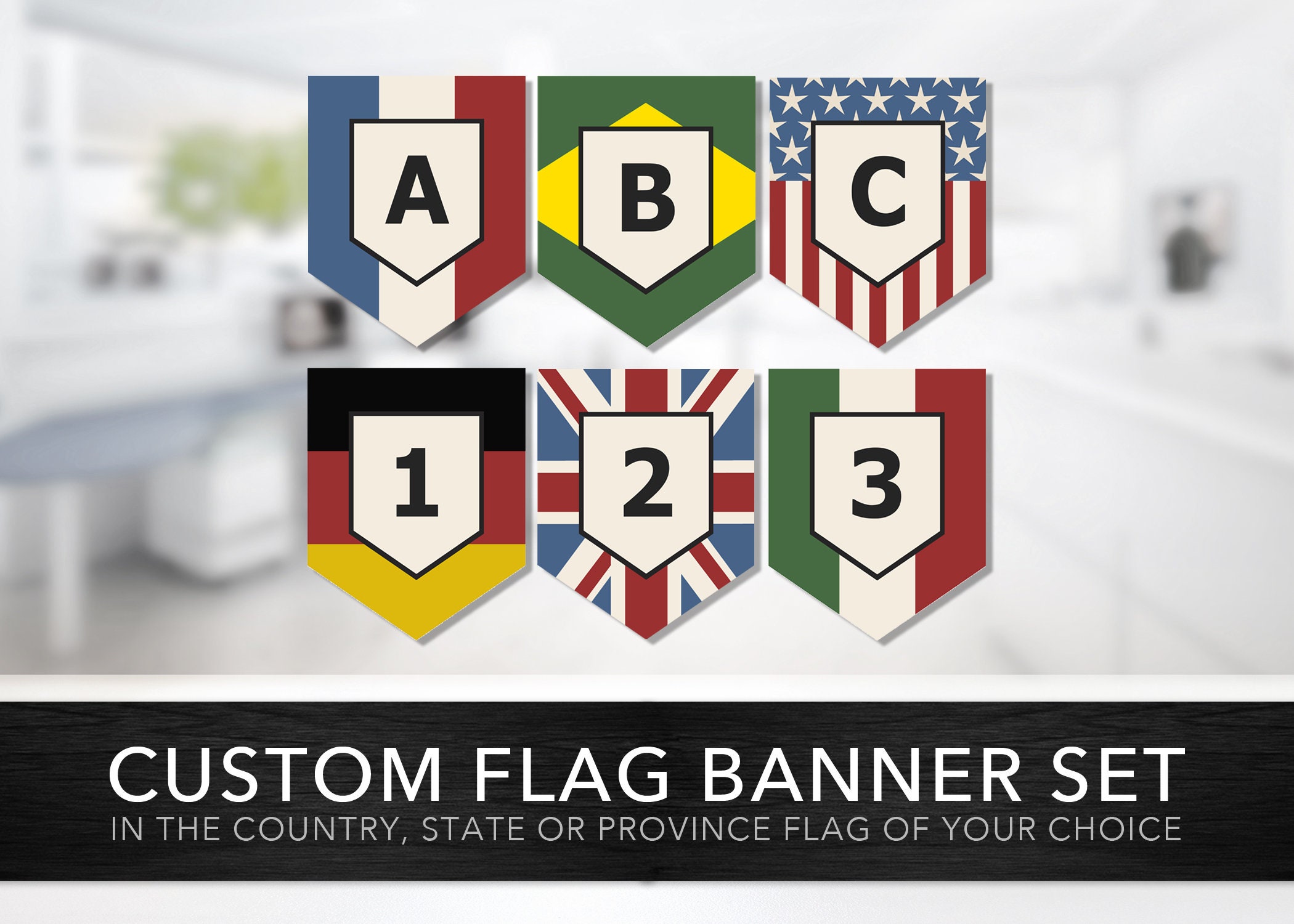 Custom Country Flag Banner Set Create Your Own Flag Banner Etsy