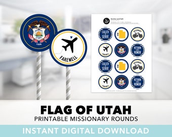 Utah Missionary Cupcake Toppers — LDS, Farewell, Called To Serve, Welcome Home, Salt Lake, Provo, Round Labels, Printable, Instant Download