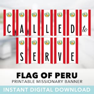 Bandera de Perú llamada a servir: Bandera misionera, SUD, Despedida de la misión, Lima, Cusco, Trujillo, Imprimible, Descarga instantánea