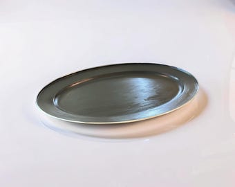 Large Hand Painted Stainless Steel Oval Serving Platter - Food Safe Kitchen Tray Gift