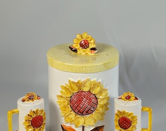 Vintage Napcoware Japan Cookie Jar Salt Pepper Shaker Set Mid Century Modern Kitchen Collectible
