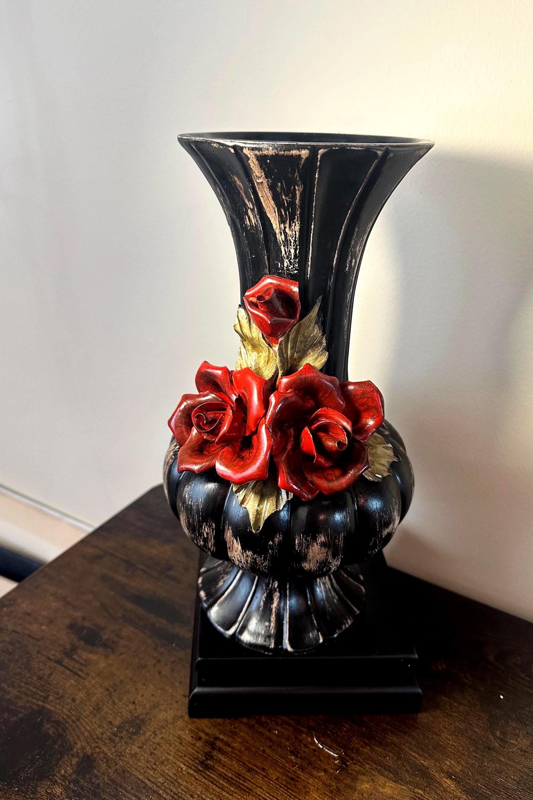 Hand Painted Vintage Vase With Roses - Etsy