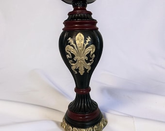 Hand Painted Fleur De Lis Candle Holder – Gothic Medieval Home Decor