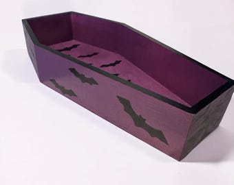 Gothic Bat Coffin Candy Dish - Spooky Halloween Snack Bowl & Serving Tray Decoration