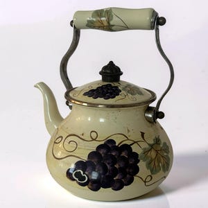 Vintage Tabletops Unlimited Villa Grande Enameled Tea Kettle | Stovetop Boiler Collectible