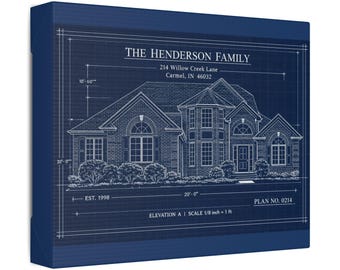 Personalized Home Portrait Canvas Custom House Art | Family Keepsake Wall Decor Gift