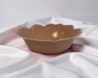 Vintage Steubenville Pottery Coral Pink Leaf Bowl - Mid Century Dishware
