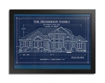 Personalized Home Portrait Framed Poster Custom House Art | Family Keepsake Wall Decor Gift
