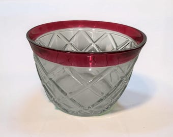 Vintage Ruby Flash Trifle Bowl – Indiana Glass Mid Century Serving Dish