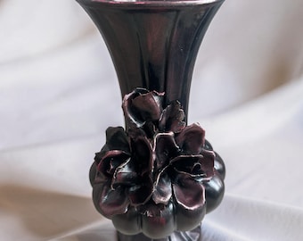 Dark Academia Gothic Ceramic Vase with Roses | Vintage Home Decor