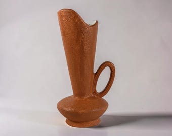 Upcycled Vintage Mid Century Modern Stoneware Vase - Retro Ceramic Planter Home Decor