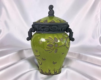 Vintage Ceramic Grecian Urn Vase with Lid Large Decorative Antique Roman Style Large