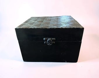 Art Deco Upcycled Vintage Rose Wood Keepsake Box Hand Painted Collectible Heirloom Storage