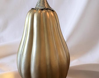 Mercury Glass Hand Painted Gold Metallic Pumpkin Fall Autumn Centerpiece Halloween Thanksgiving Home Decor