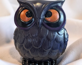 Hand Painted Halloween Owl Vase - Spooky Purple Fall Home Decor & Party Centerpiece Gift