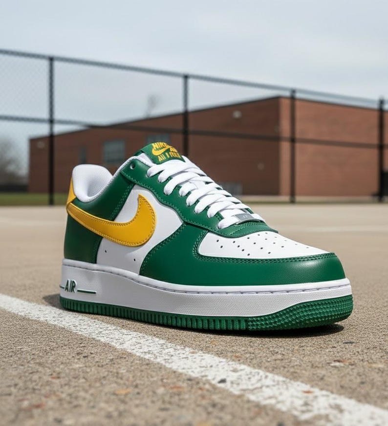 Custom Retro Low-top Sneakers – Green, White & Yellow Leather - Etsy