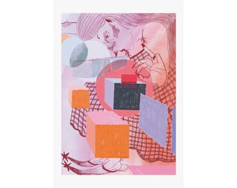 Whimsical Illustration Art Print: Vibrant Matte Vertical Poster