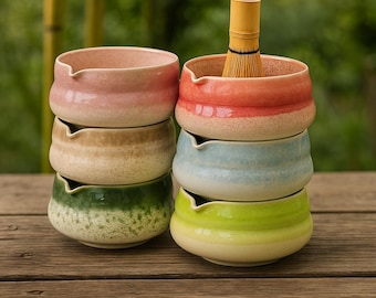 Ceramic Matcha Tea Set – Japanese Chawan Bowl, Bamboo Whisk
