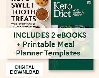 Keto Diet & Sweet Treats Bundle | Low Carb Meal Plan and Dessert Recipes | Digital Download