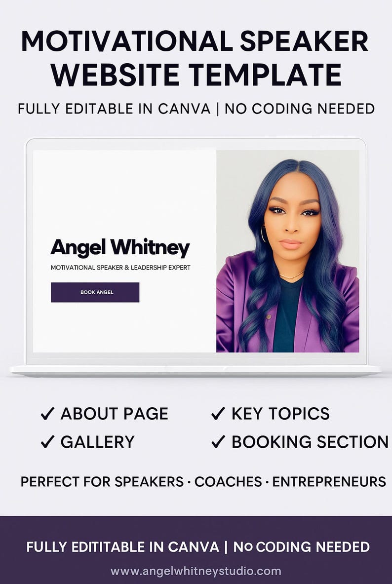 Motivational Speaker Canva Website Template Editable Speaker Bio