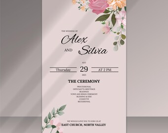 Editable Wedding Invitation Template Canva | Printable Wedding Invite Set | Instant Download | Boho Minimalist Card