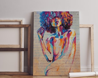 Abstract Woman Portrait: Colorful Expressionist Art Print