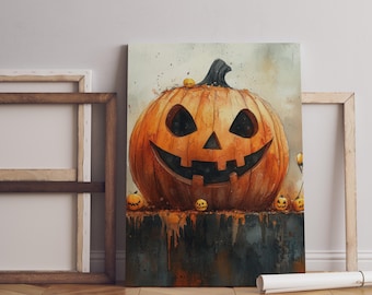 Spooky Jack O' Lantern Print: Gothic Halloween Wandkunst